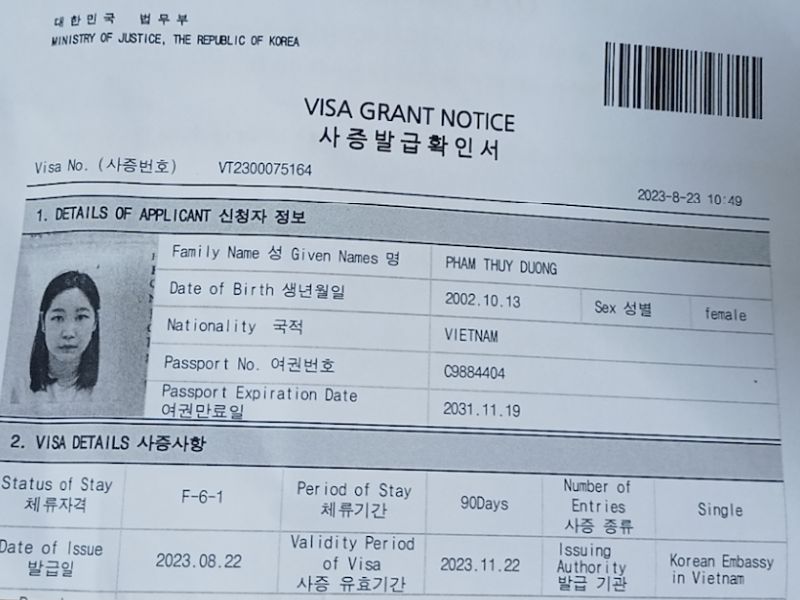 Điều kiện cấp visa F6 Hàn Quốc